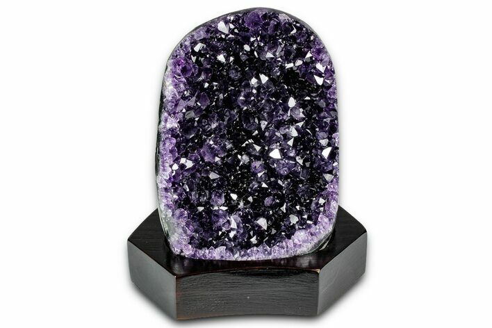 Deep Purple Amethyst Geode With Wood Base - Uruguay #342782